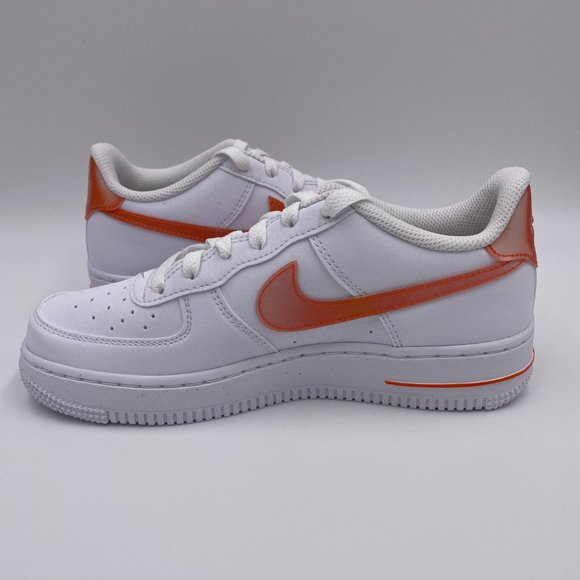 Nike Air Force 1 White / Orange Womens Shoes - Picture 2 of 8
